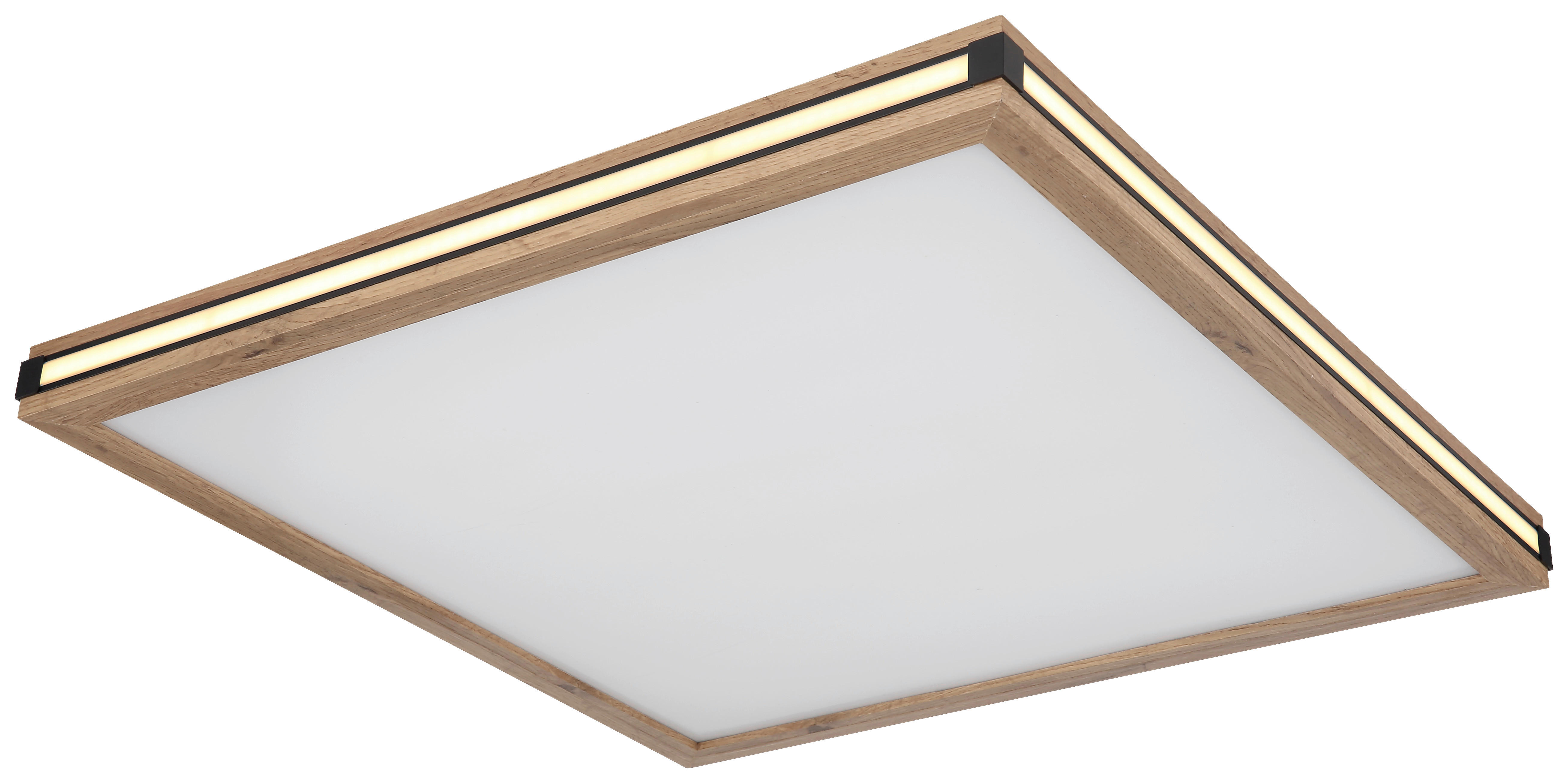 GLOBO LED-Deckenleuchte mattschwarz dunkelbraun weiß Kunststoff MDF Metall B/H/T: ca. 60x7,5x60 cm CARLA - dunkelbraun/weiß (60,00/7,50/60,00cm) - GLOBO