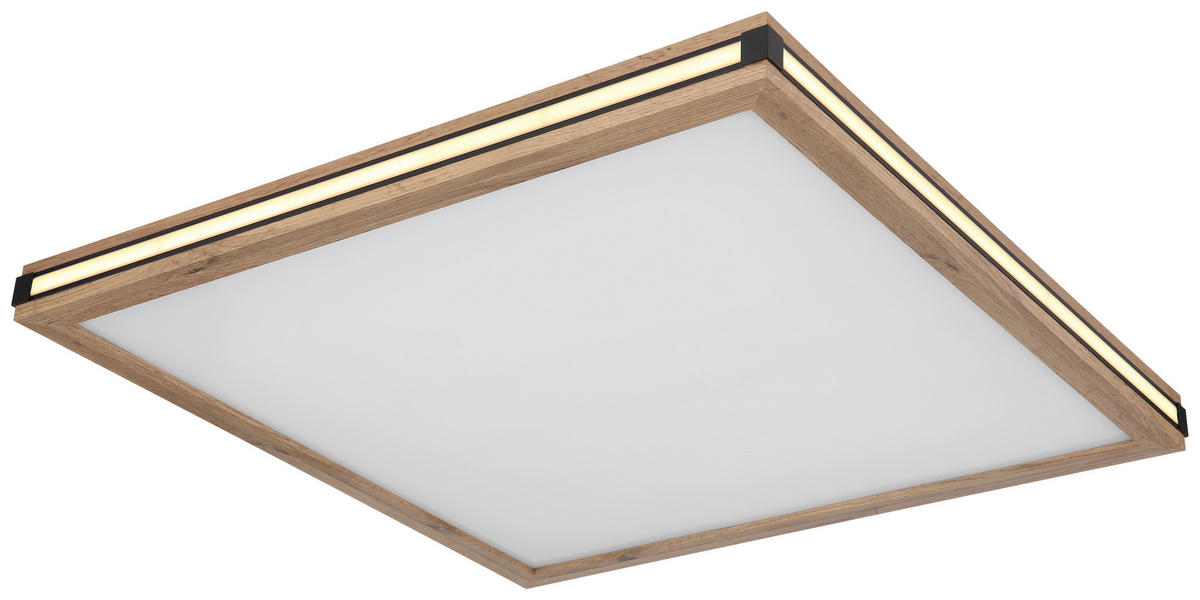 GLOBO LED-Deckenleuchte mattschwarz dunkelbraun weiß Kunststoff MDF Metall B/H/T: ca. 60x7,5x60 cm CARLA - dunkelbraun/weiß (60,00/7,50/60,00cm) - GLOBO
