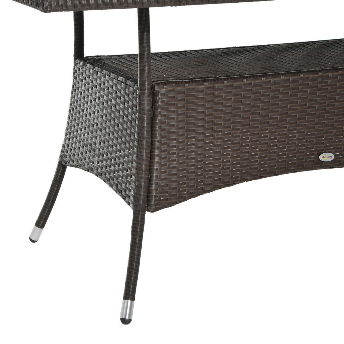 Outsunny Gartentisch schwarz Polyrattan B/H/L: ca. 85x74x150 cm Gartentisch - braun/schwarz (150,00/85,00/74,00cm) - Outsunny