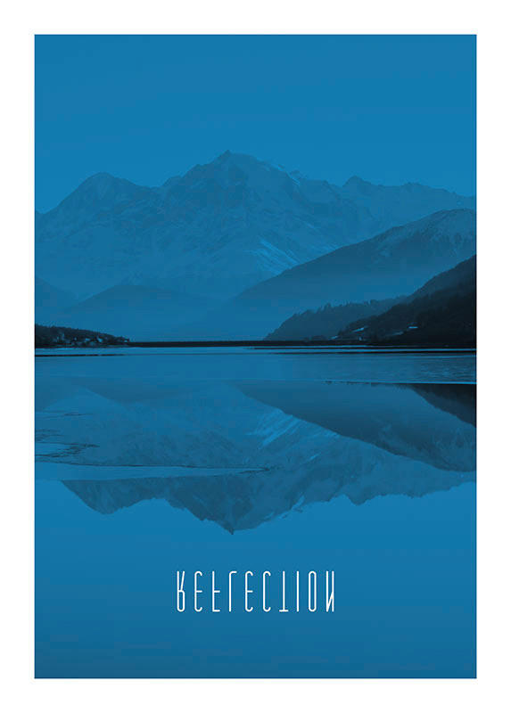 Komar Poster Word Lake Reflection Blue Natur B/L: ca. 50x70 cm günstig online kaufen