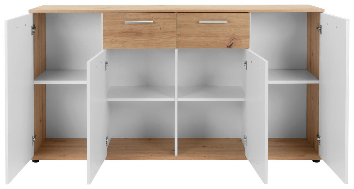 Kommode Jacky 3 B/H/T: ca. 160x85x35 cm Jacky 3 - Eiche/weiß (160,00/85,00/35,00cm)