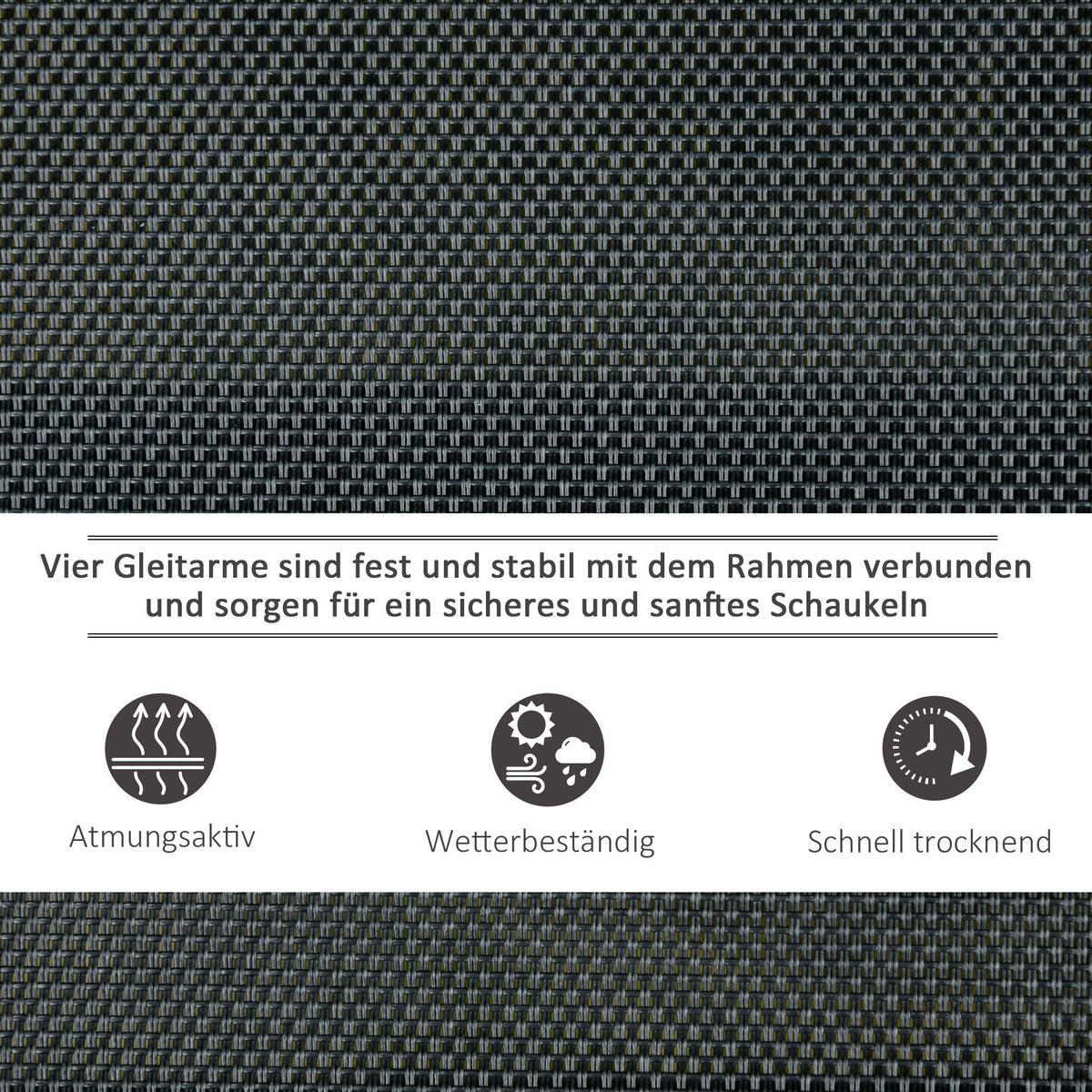 Outsunny Schaukelbank schwarz Metall B/H/L: ca. 75x85x151 cm Schaukelbank - schwarz (151,00/75,00/85,00cm) - Outsunny