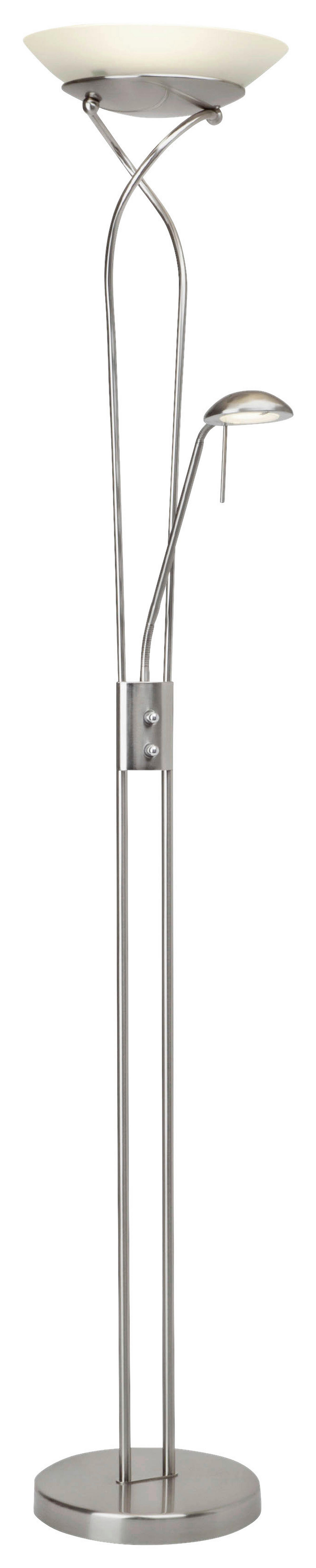 Brilliant Stehleuchte G93036/13 silber weiß Metall Glas H: ca. 180 cm Ollie - weiß/silber (180,00cm) - Brilliant