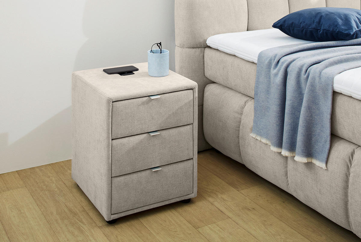 Nachtkonsole  beige-grau Flachgewebe Lissy_Nachtkonsole 352/27 - beige-grau (44,00/54,00/45,00cm)