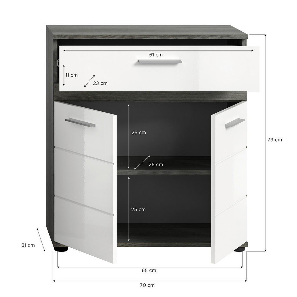 Thumbnail - Badezimmer-Set BLAKE Rauchsilber Nachbildung weiß Hochglanz B/H/T: ca. 146x191x34 cm