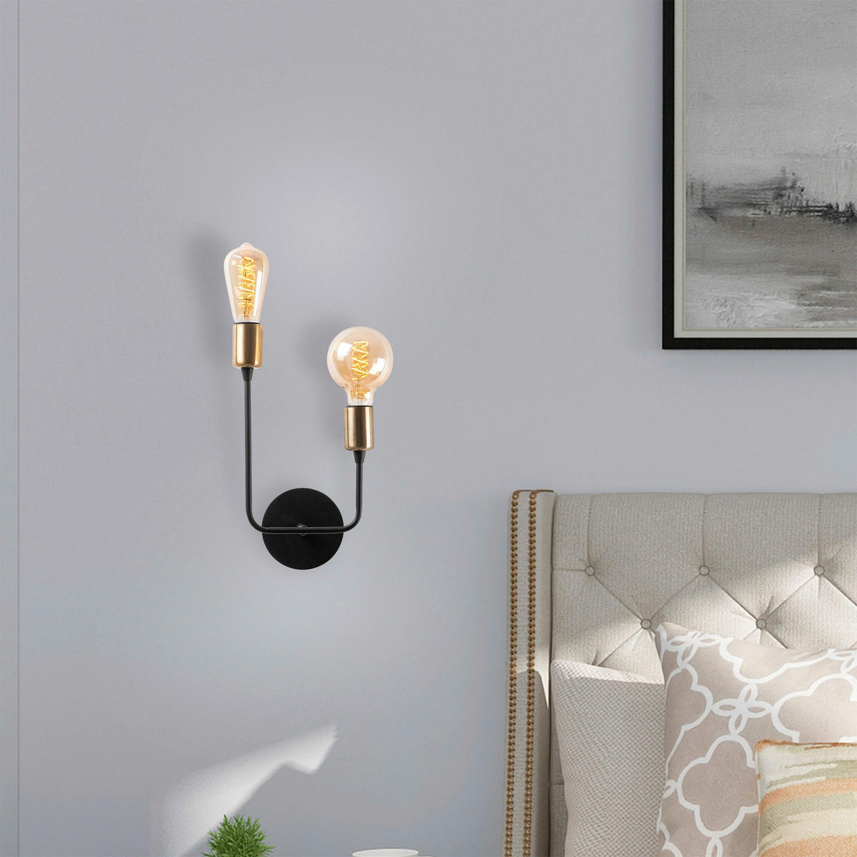 Opviq Wandleuchte schwarz Eisen B/H/L: ca. 16x36x21 cm E27 1 Brennstellen Dolma - schwarz (21,00/16,00/36,00cm) - Opviq