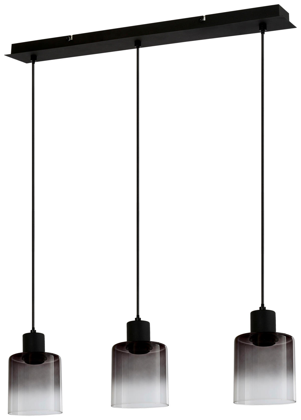 Pendelleuchte Nera schwarz Rauch Metall Rauchglas B/H/T: ca. 62x120x10 cm E27 3 Brennstellen Pendelleuchte_Nera - schwarz/Rauch (62,00/120,00/10,00cm)