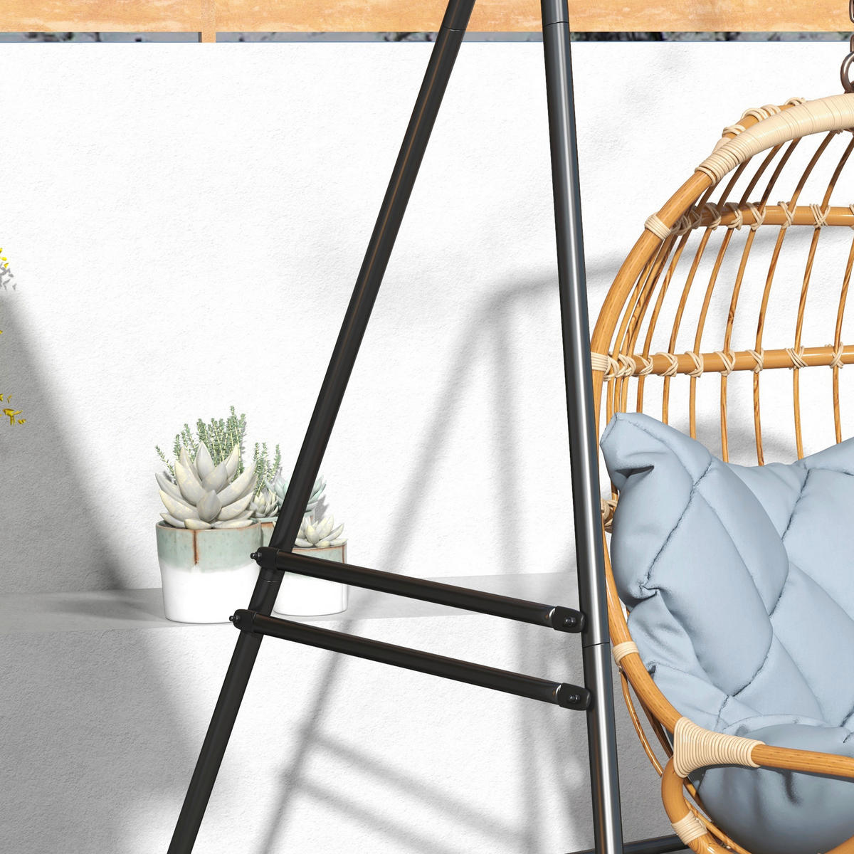 Outsunny Hängesesselgestell schwarz Polypropylen B/H/L: ca. 143x178x180 cm Hängestuhlgestell - schwarz (180,00/143,00/178,00cm) - Outsunny