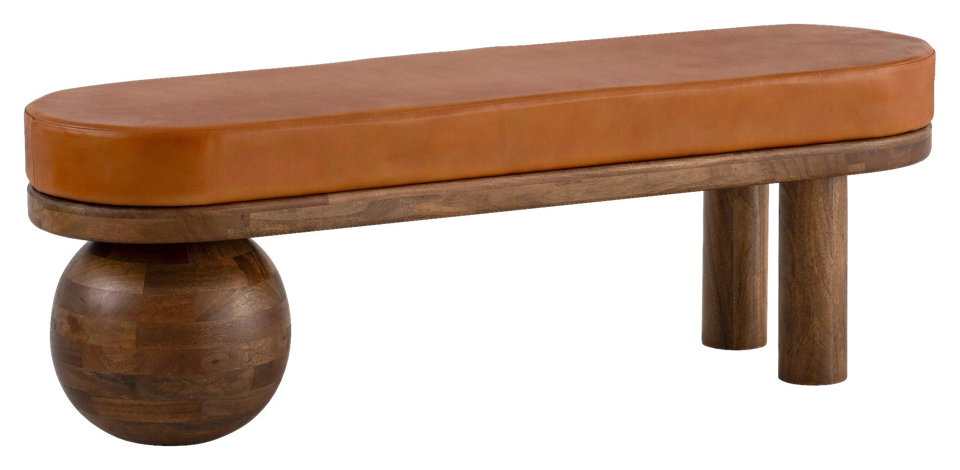 Sitzbank braun Mango Leder B/H/T: ca. 140x47x40 cm Sitzbank - braun (140,00/47,00/40,00cm) - Wohnling