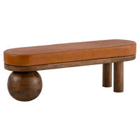 Sitzbank braun Mango Leder B/H/T: ca. 140x47x40 cm Sitzbank - braun (140,00/47,00/40,00cm) - Wohnling