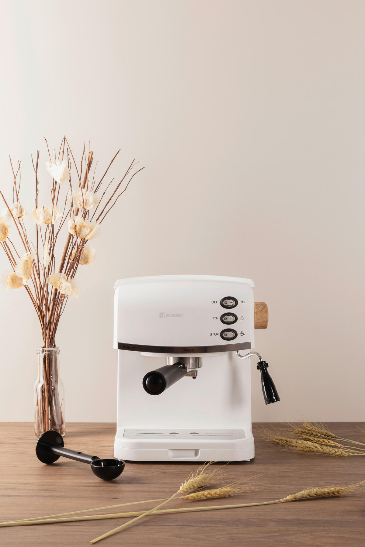 BERGNER Espressomaschine weiß Aluminium B/H/L: ca. 29,5x31x33,5 cm NATURALLY - weiß (33,50/29,50/31,00cm) - BERGNER