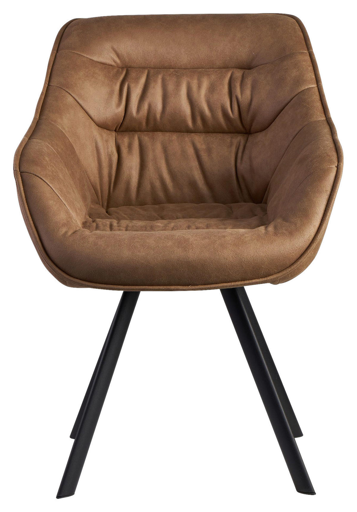 Stuhl braun schwarz Stoff Eisen B/H/T: ca. 60x85x64 cm Esszimmerstuhl - braun/schwarz (60,00/85,00/64,00cm) - Wohnling