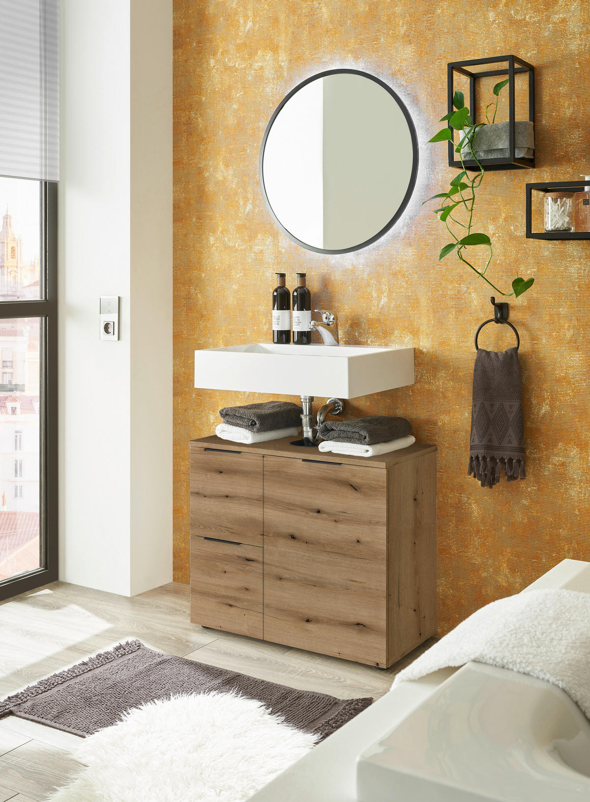 Waschbeckenunterschrank Porto Eiche Evoke Coast Nachbildung B/H/T: ca. 70x60x35 cm Porto - Eiche (70,00/60,00/35,00cm)