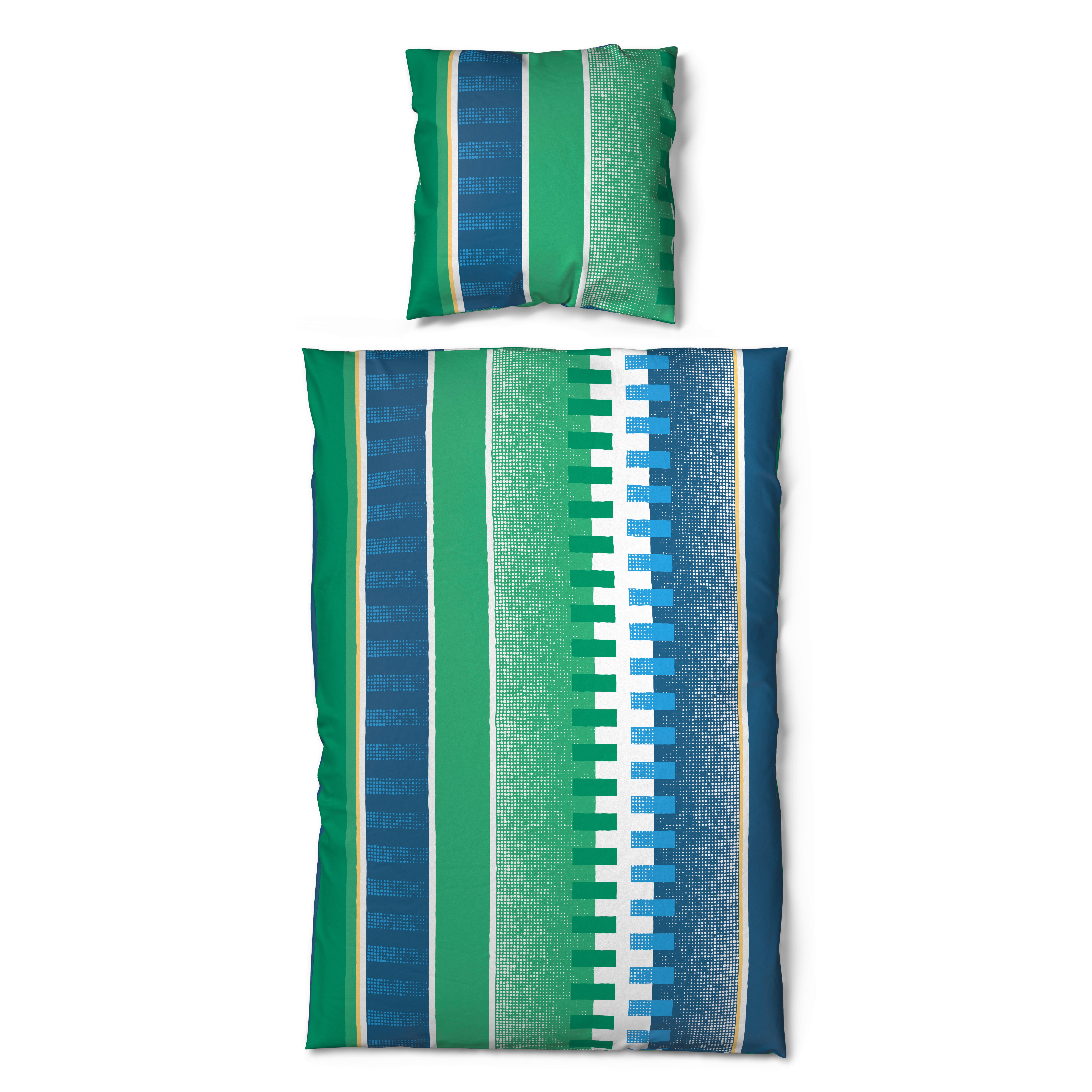 Microfaser Bettwäsche Bettwäsche_Microfaser Streifen blau - blau/grün (135,00/200,00cm)