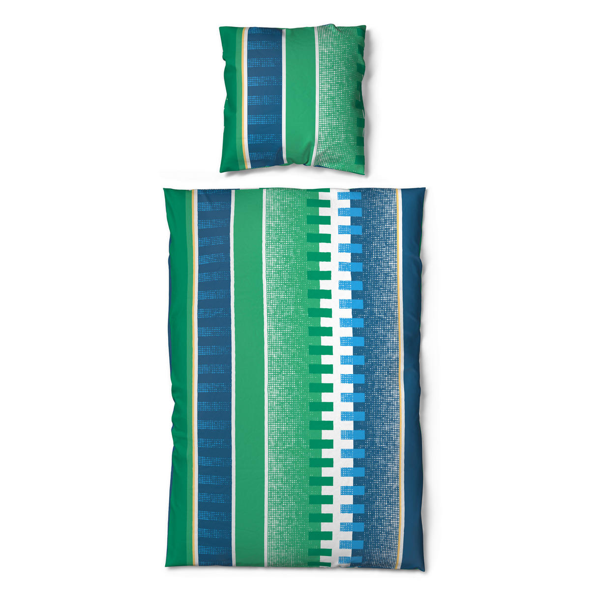 Microfaser Bettwäsche Bettwäsche_Microfaser Streifen blau - blau/grün (135,00/200,00cm)