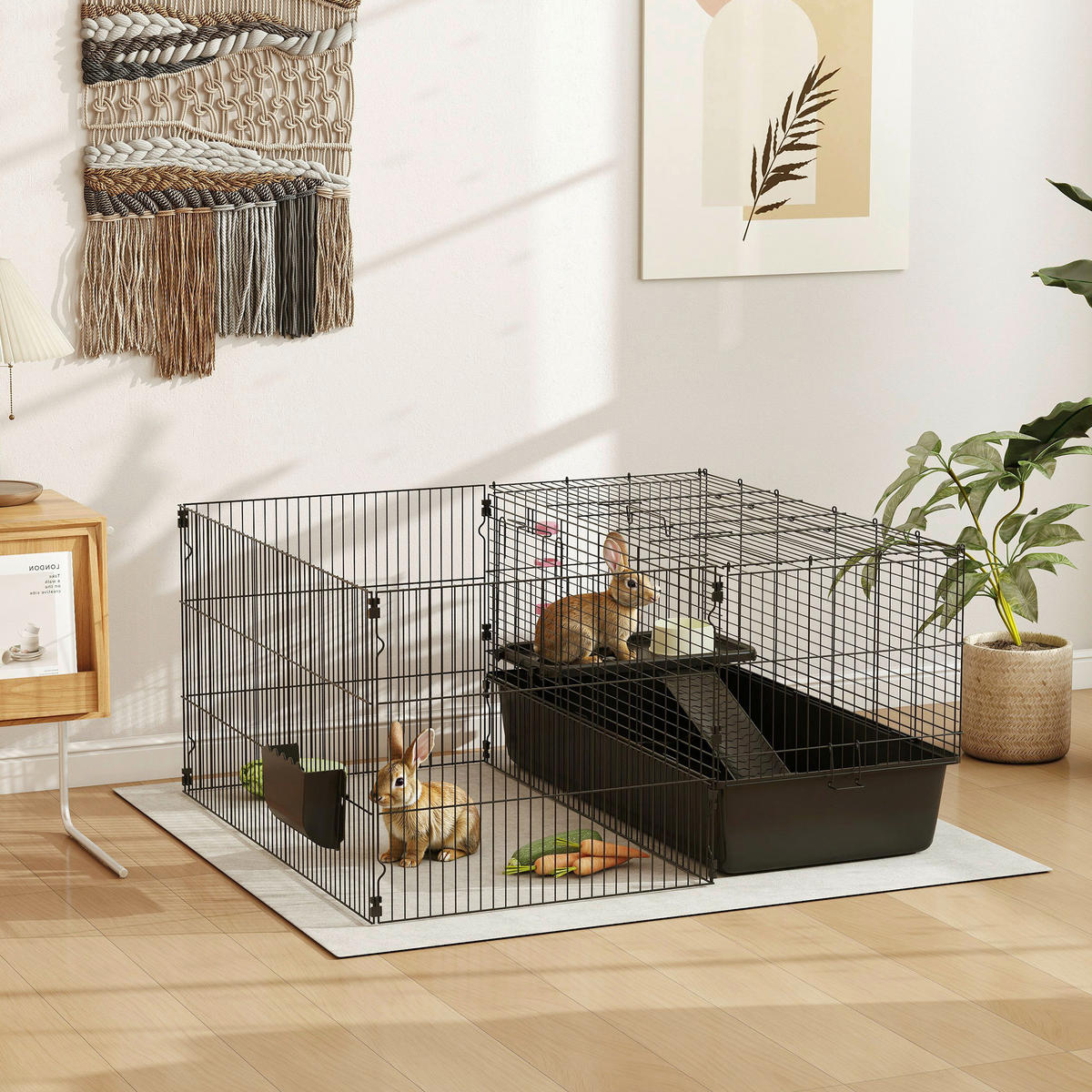PawHut Kleintierkäfig schwarz Stahl B/H/L: ca. 99x54x112,5 cm Kleintierkäfig - schwarz (112,50/99,00/54,00cm) - PawHut