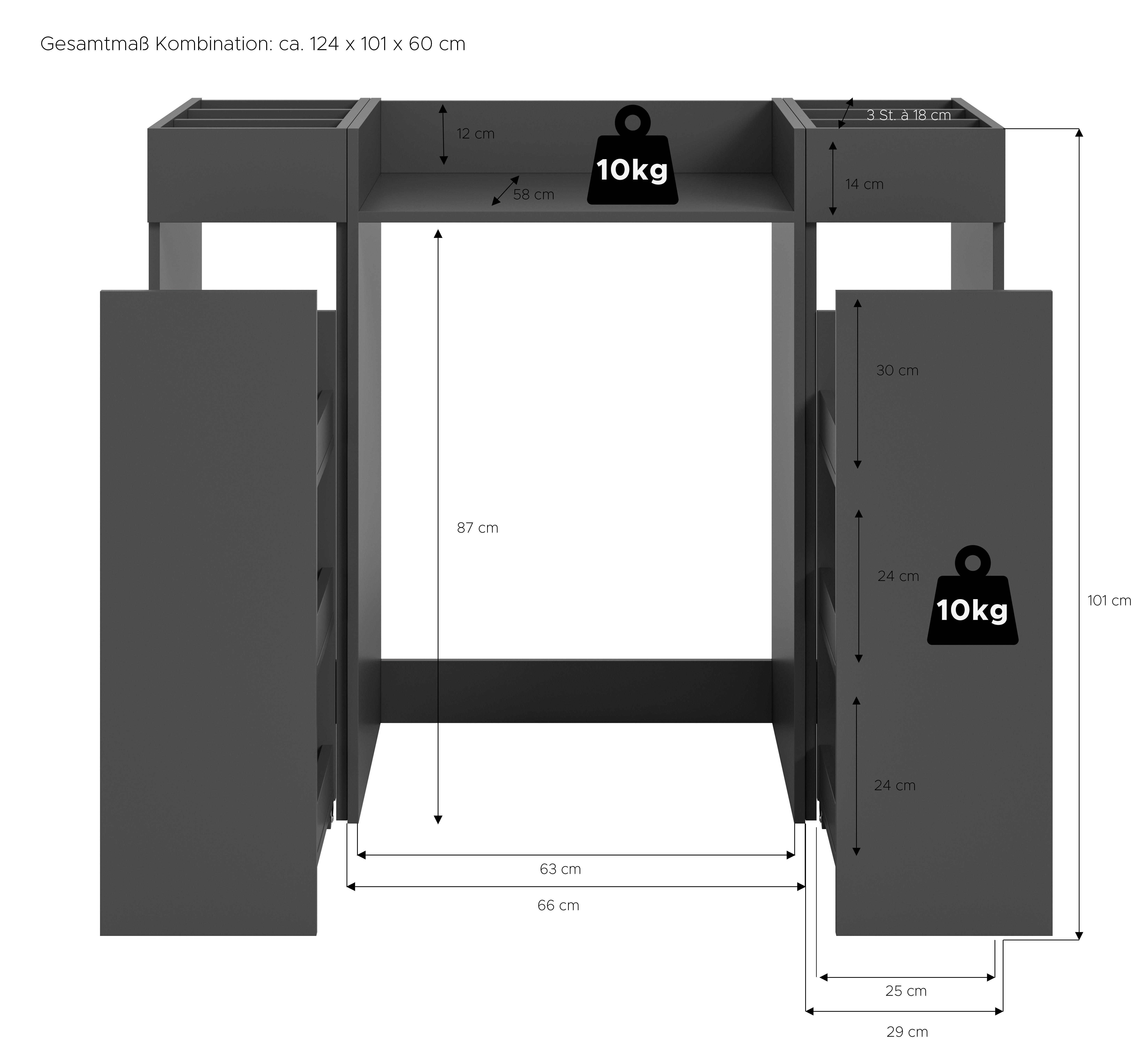 Waschmaschinenumbauschrank Free anthrazit B/H/T: ca. 124x101x60 cm Free - anthrazit (124,00/101,00/60,00cm) - xonox.home