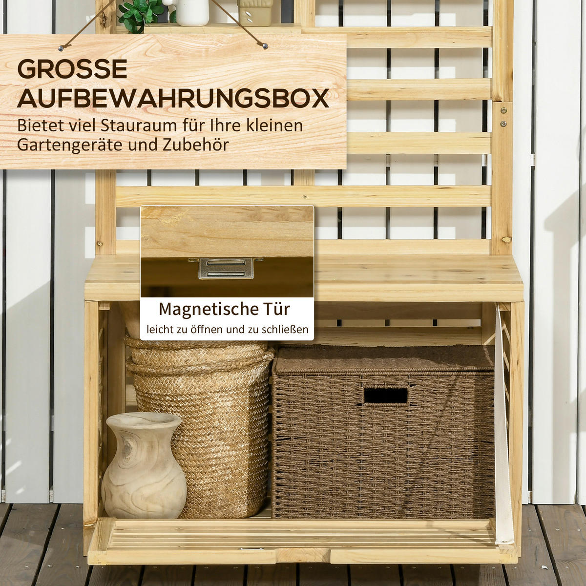 Outsunny Aufbewahrungsbox Aufbewahrungsbox - natur (80,00/45,00/160,00cm) - Outsunny