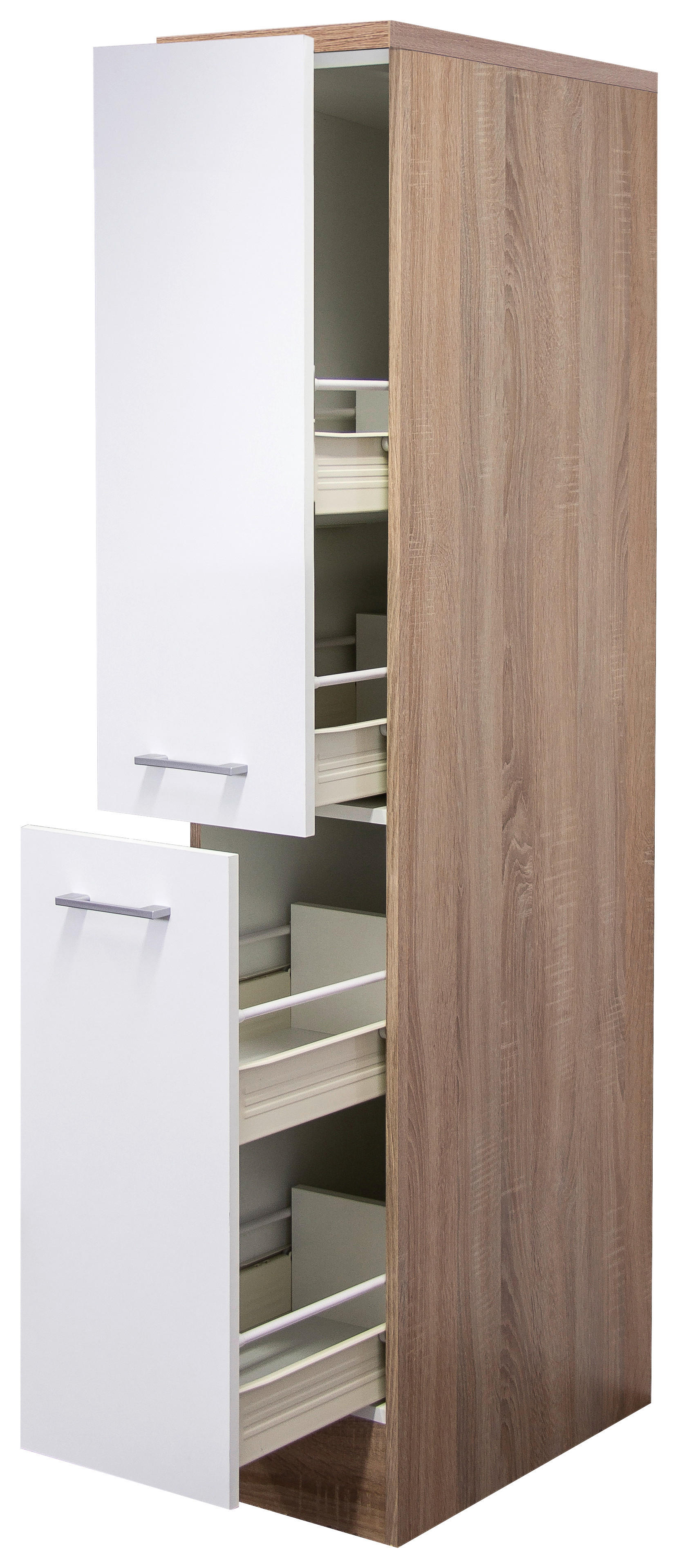 Apothekerschrank Samoa weiß Eiche Nachbildung B/H/T: ca. 30x161x60 cm Samoa - Eiche/weiß (30,00/161,00/60,00cm) - Flex-Well