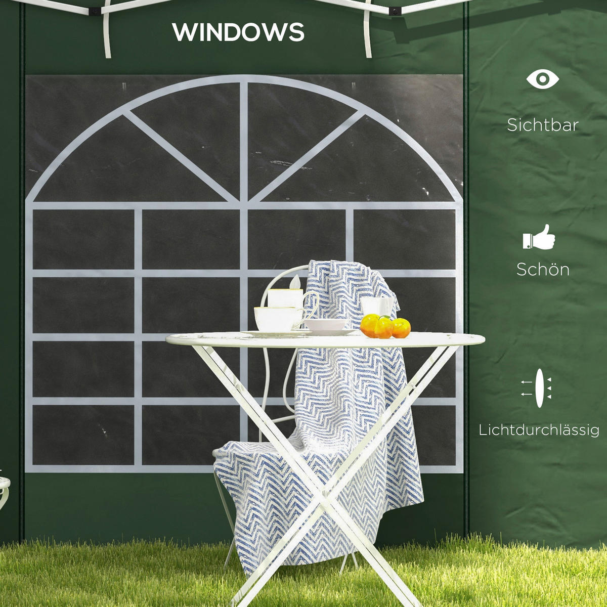 Outsunny Seitenteile für Pavillon grün Polyester B/H/L: ca. 295x195x0,01 cm Seitenteile für Pavillon - grün (0,01/295,00/195,00cm) - Outsunny