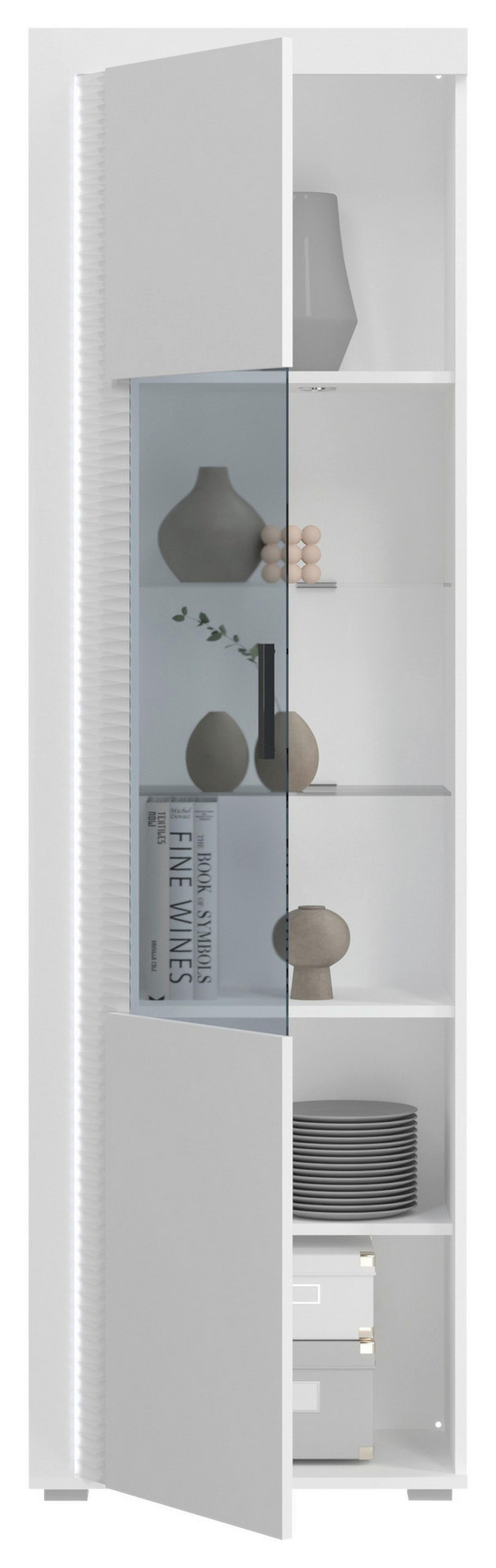 Standvitrine Skylight weiß weiß Hochglanz B/H/T: ca. 60x202x37 cm Skylight - weiß (60,00/202,00/37,00cm)