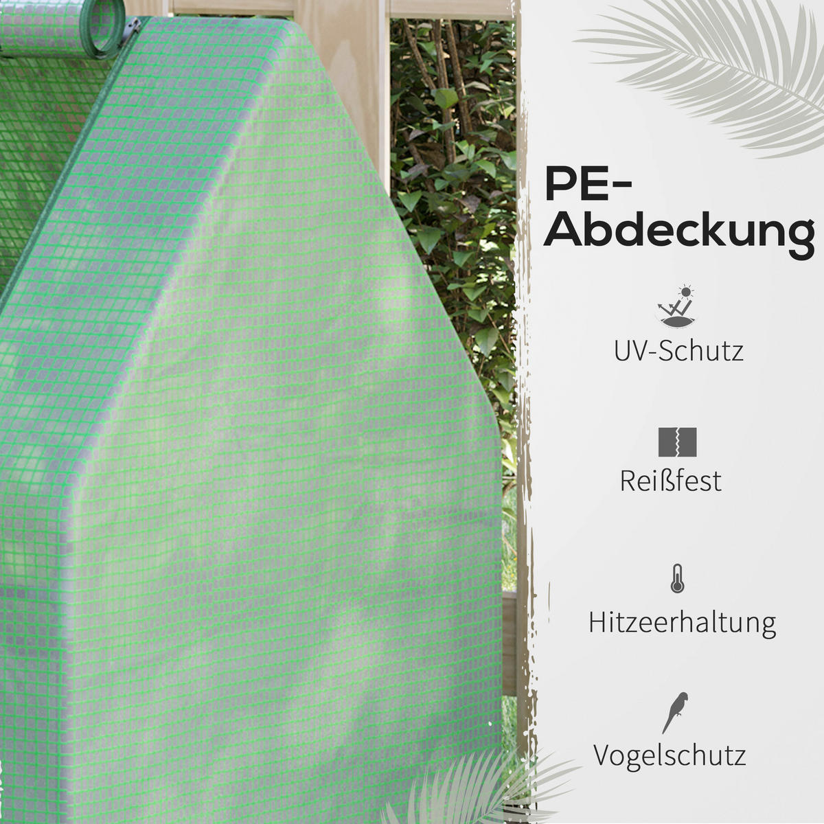 Outsunny Tür zum Aufrollen B/H/L: ca. 95x92x127 cm Foliengewächshaus 845-520SR - grün (127,00/95,00/92,00cm) - Outsunny