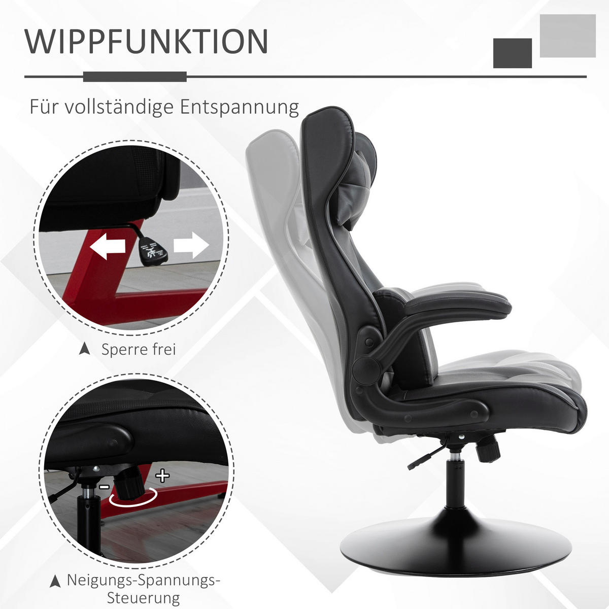 Gaming-Sessel 921-353 schwarz 921-353 - schwarz (67,00/112,00/75,00cm) - Vinsetto