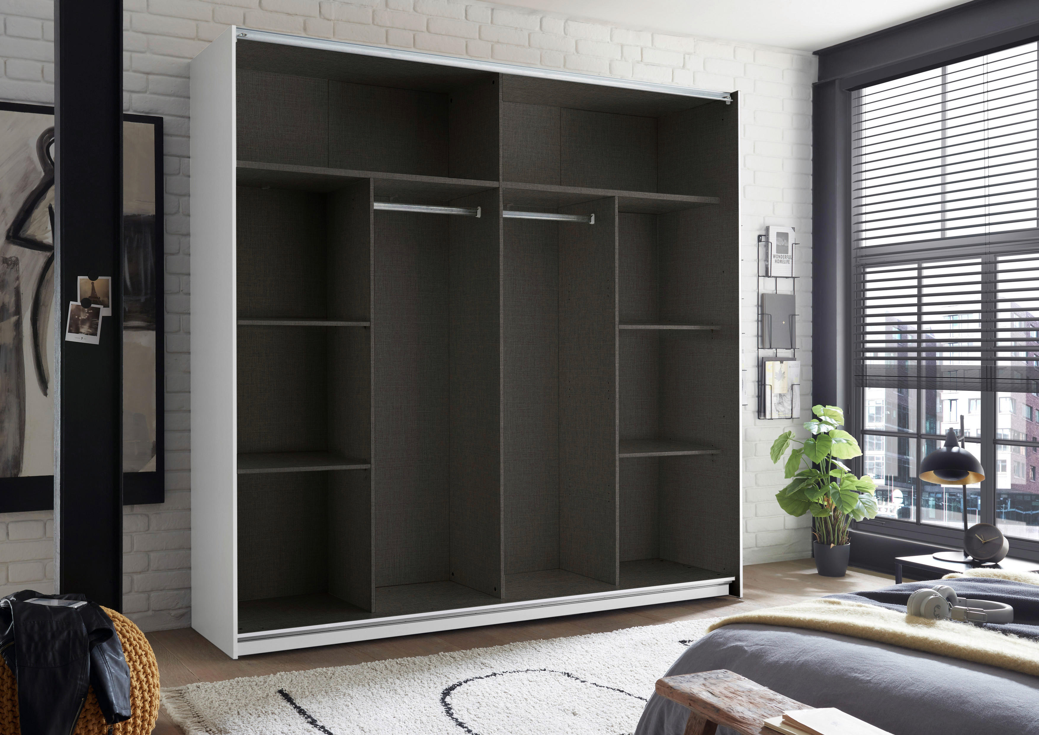 Thumbnail - Schwebetürenschrank Noemi weiß B/H/T: ca. 215x210x60 cm