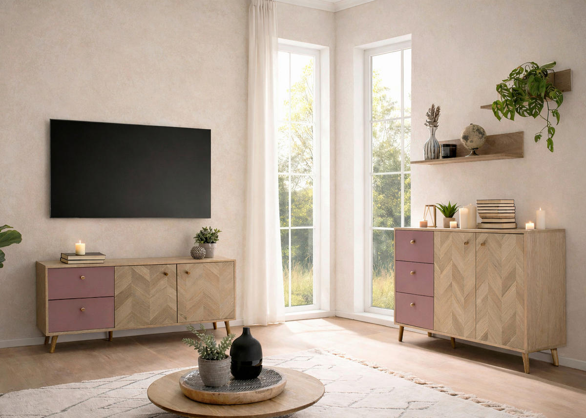 Sideboard Visby Eiche Nachbildung mauve B/H/T: ca. 109x63,9x33,05 cm Visby - Eiche/mauve (109,00/63,90/33,05cm) - Schildmeyer