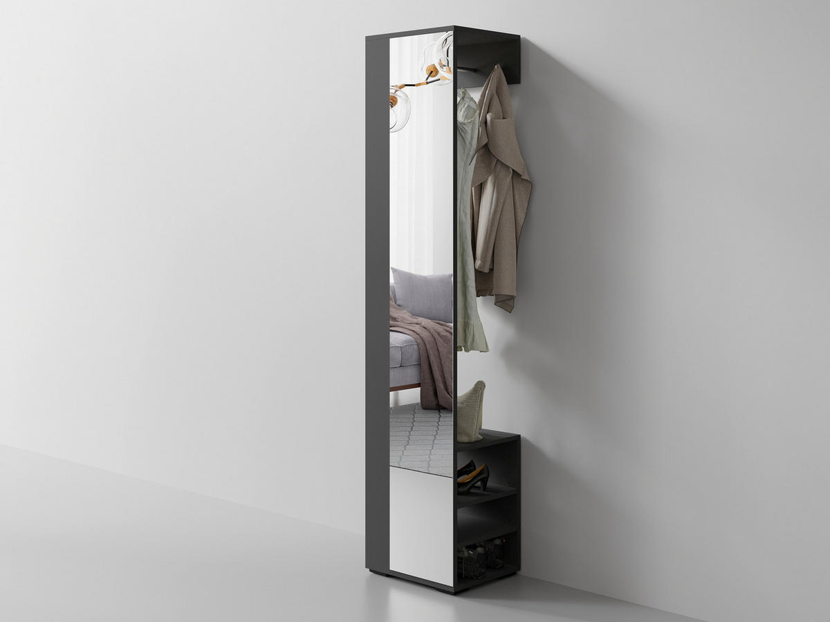 Hochschrank BEN anthrazit Spiegel B/H/T: ca. 40x184x35 cm BEN - anthrazit (40,00/184,00/35,00cm) - byLIVING