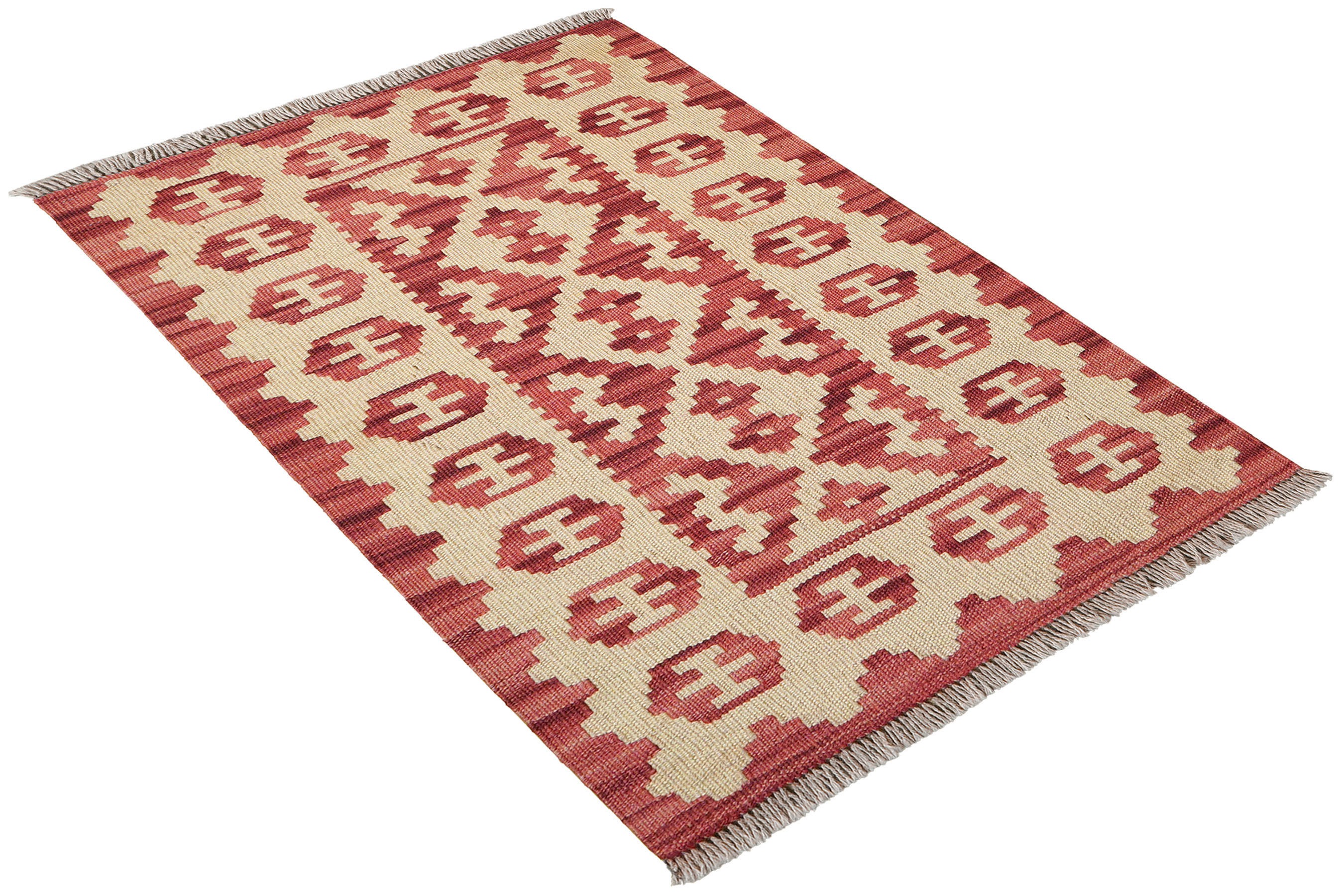 PersaTepp Teppich Kelim Gashgai beige B/H/L: ca. 61x1x89 cm Kelim Gashgai - beige/rot (89,00/61,00/1,00cm) - PersaTepp