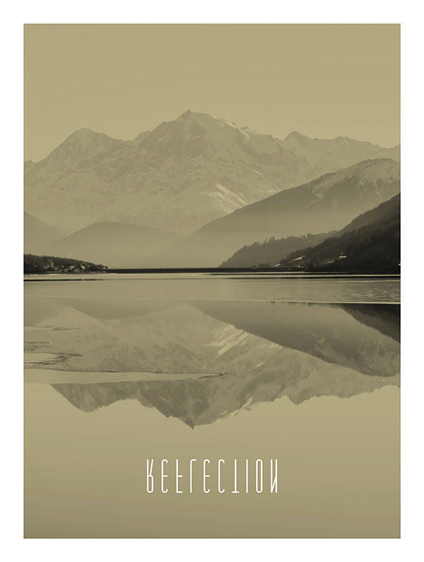 Komar Poster Word Lake Reflection Sand Natur B/L: ca. 30x40 cm günstig online kaufen