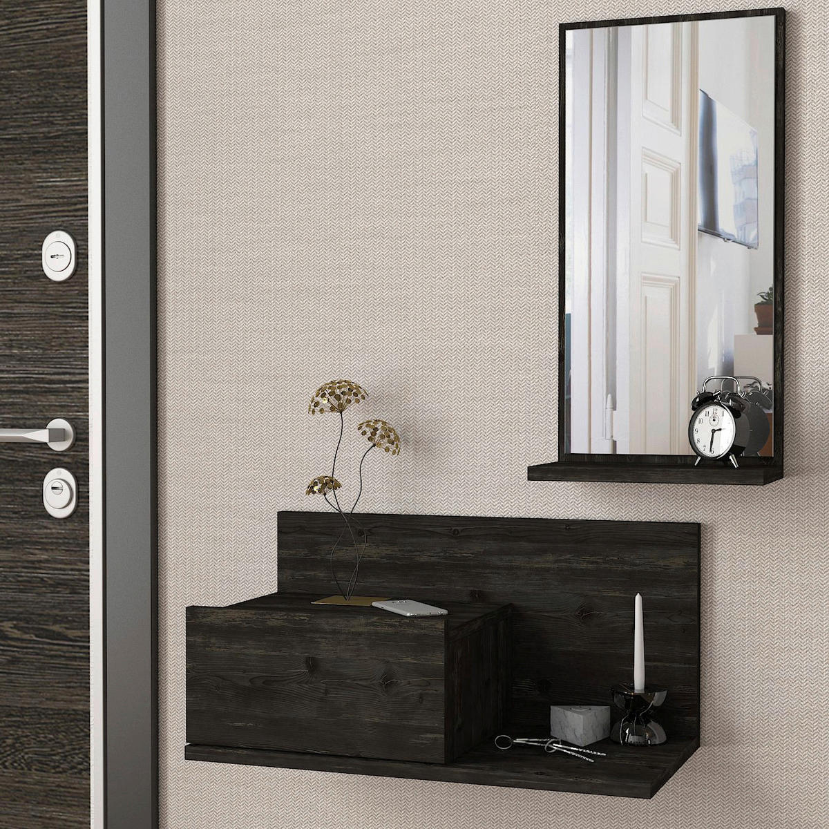 Konsolentisch Drax dunkelgrau Spanplatte B/H/T: ca. 60x29,5x30 cm Drax - dunkelgrau (60,00/29,50/30,00cm) - moebel17
