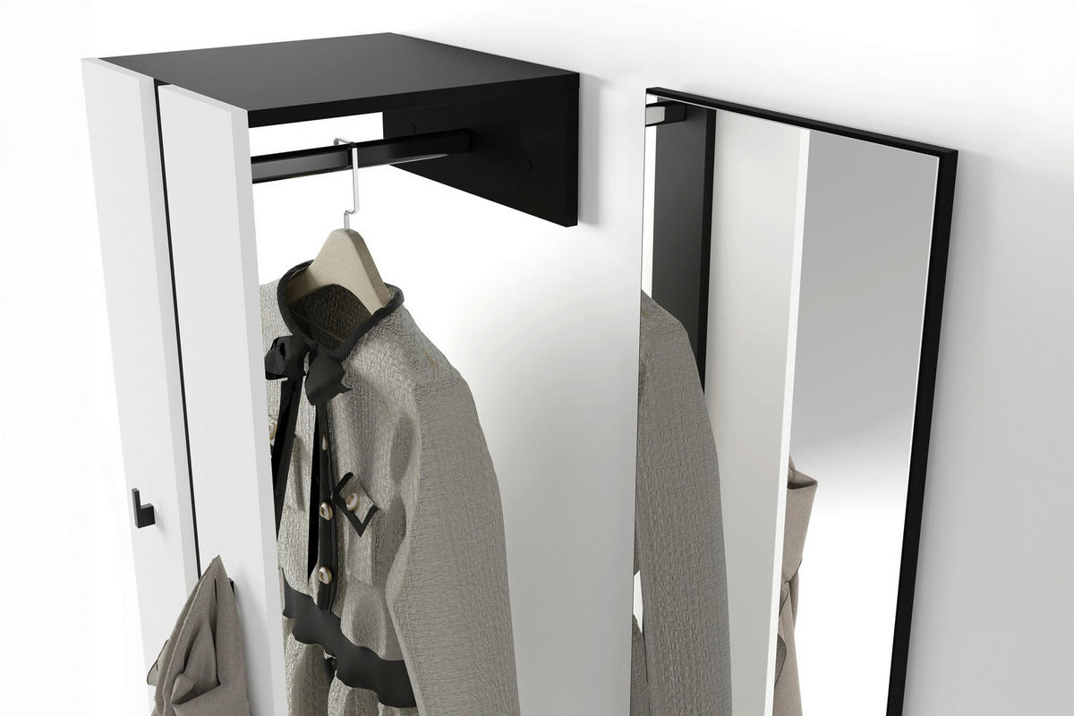 Garderobenset NANTE weiß schwarz B/H/T: ca. 100x186x40 cm NANTE - weiß/schwarz (100,00/186,00/40,00cm) - byLIVING