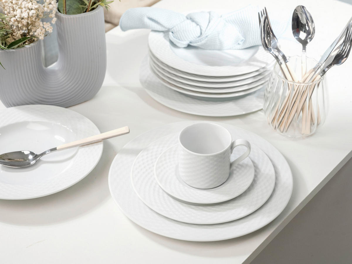 CreaTable Kombiservice Polo weiß Porzellan 30 tlg. Polo - weiß - CreaTable