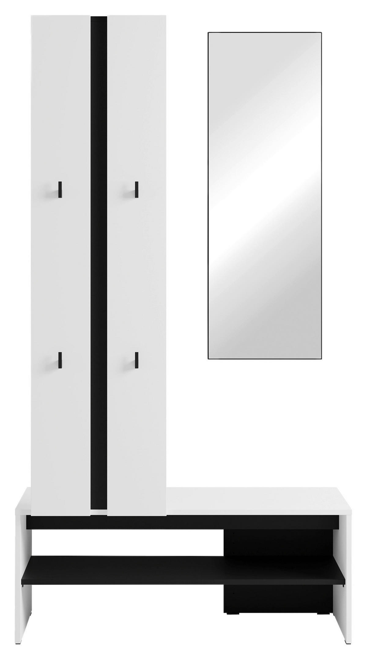 Garderobenset NANTE weiß schwarz B/H/T: ca. 100x186x40 cm NANTE - weiß/schwarz (100,00/186,00/40,00cm) - byLIVING