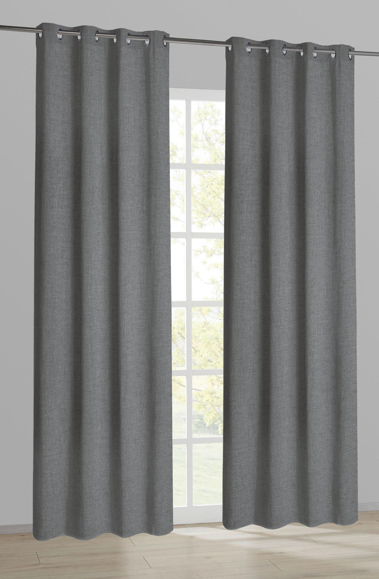 POCOline Ösenvorhang Cleo anthrazit B/L: ca. 140x240 cm Cleo - anthrazit (140,00/240,00cm) - POCOline