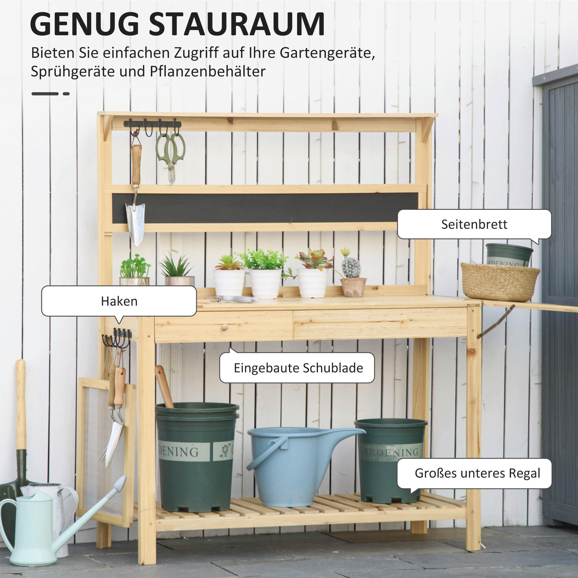 Outsunny Pflanztisch natur B/H/L: ca. 45...