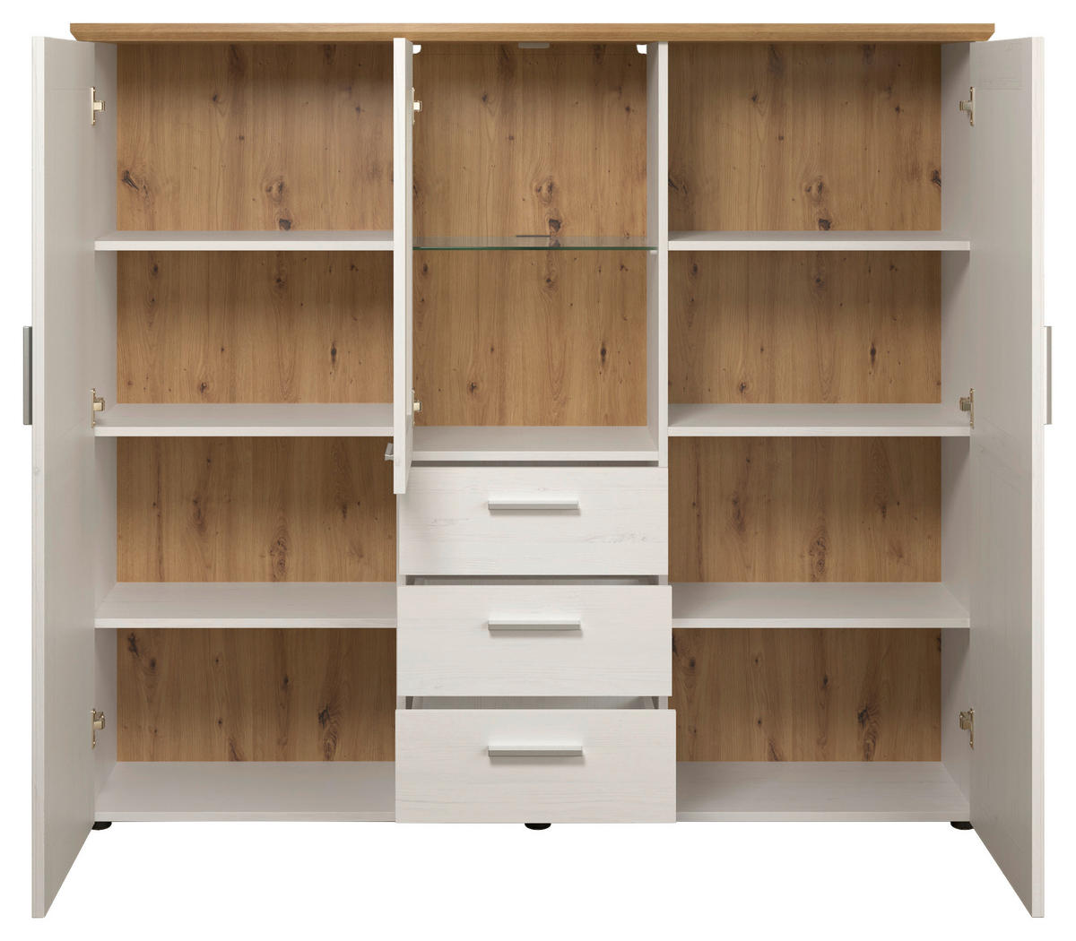 Highboard Shade weiß Pinie Nachbildung Eiche Artisan Nachbildung B/H/T: ca. 159x140x41 cm Shade - Eiche/weiß (159,00/140,00/41,00cm)