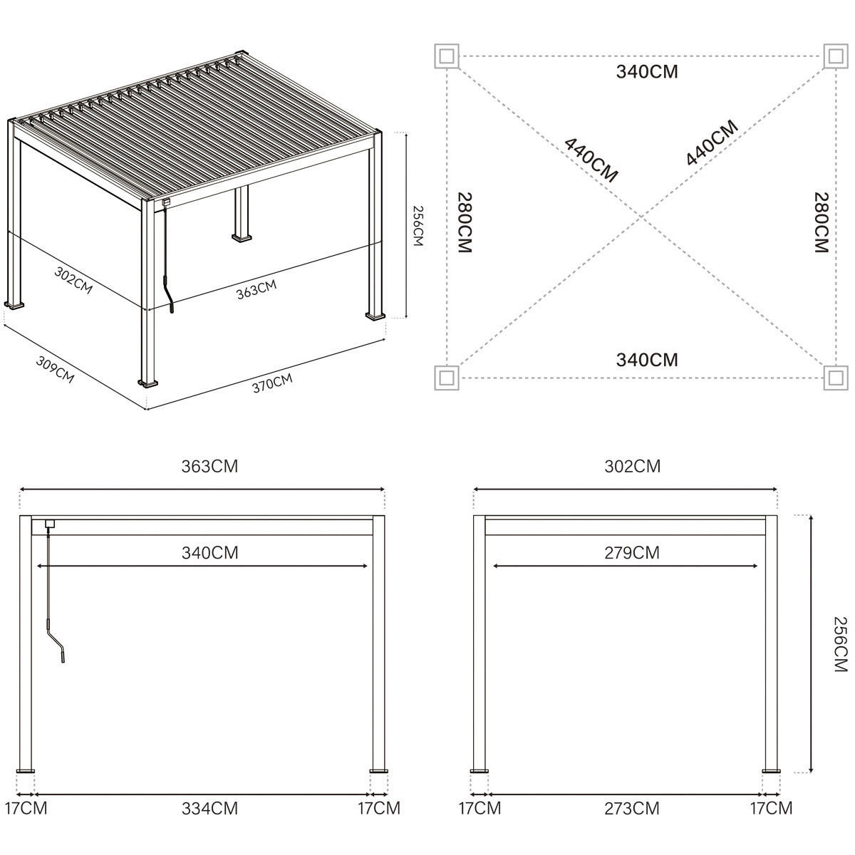 PergoLine Pergola Trumpf weiß Aluminium B/H/L: ca. 360x255x300 cm Trumpf - weiß (300,00/360,00/255,00cm) - PergoLine