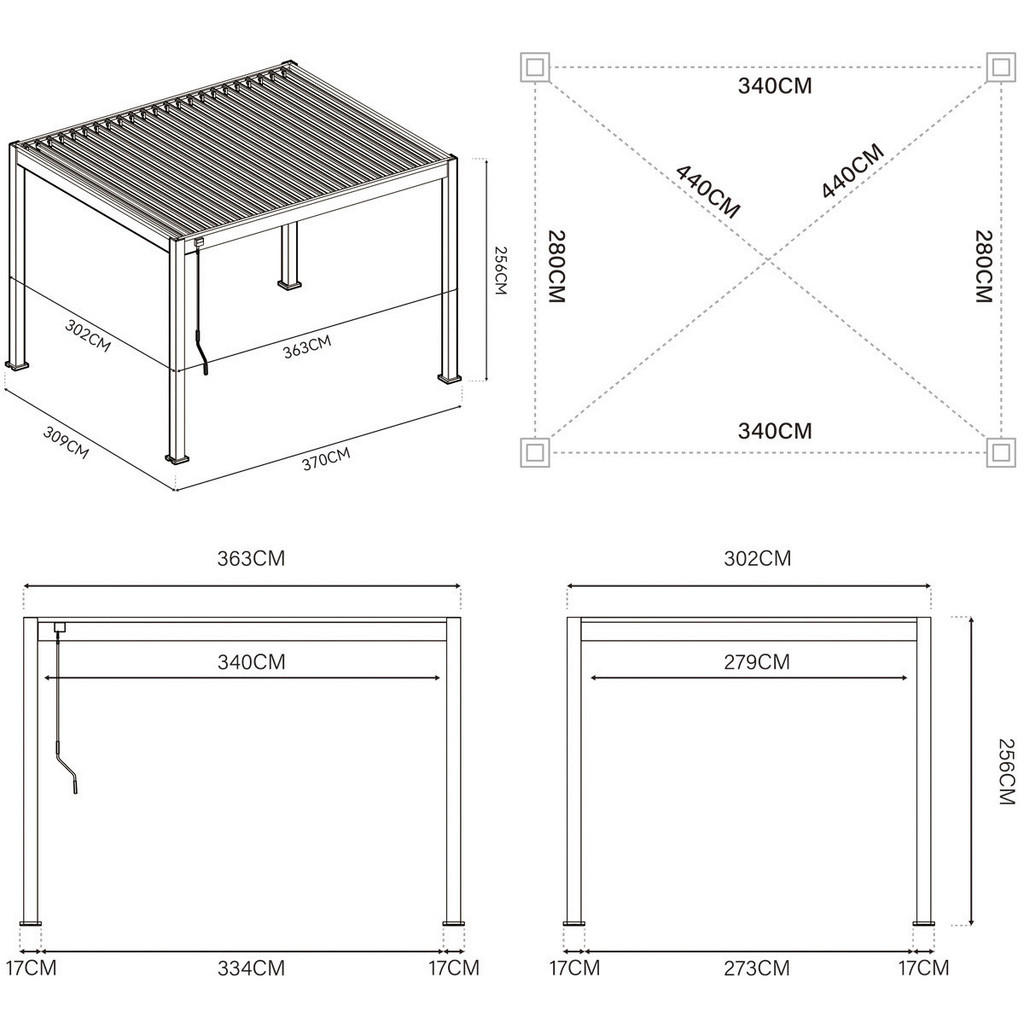 Thumbnail - PergoLine Pergola Trumpf weiß Aluminium B/H/L: ca. 360x255x300 cm