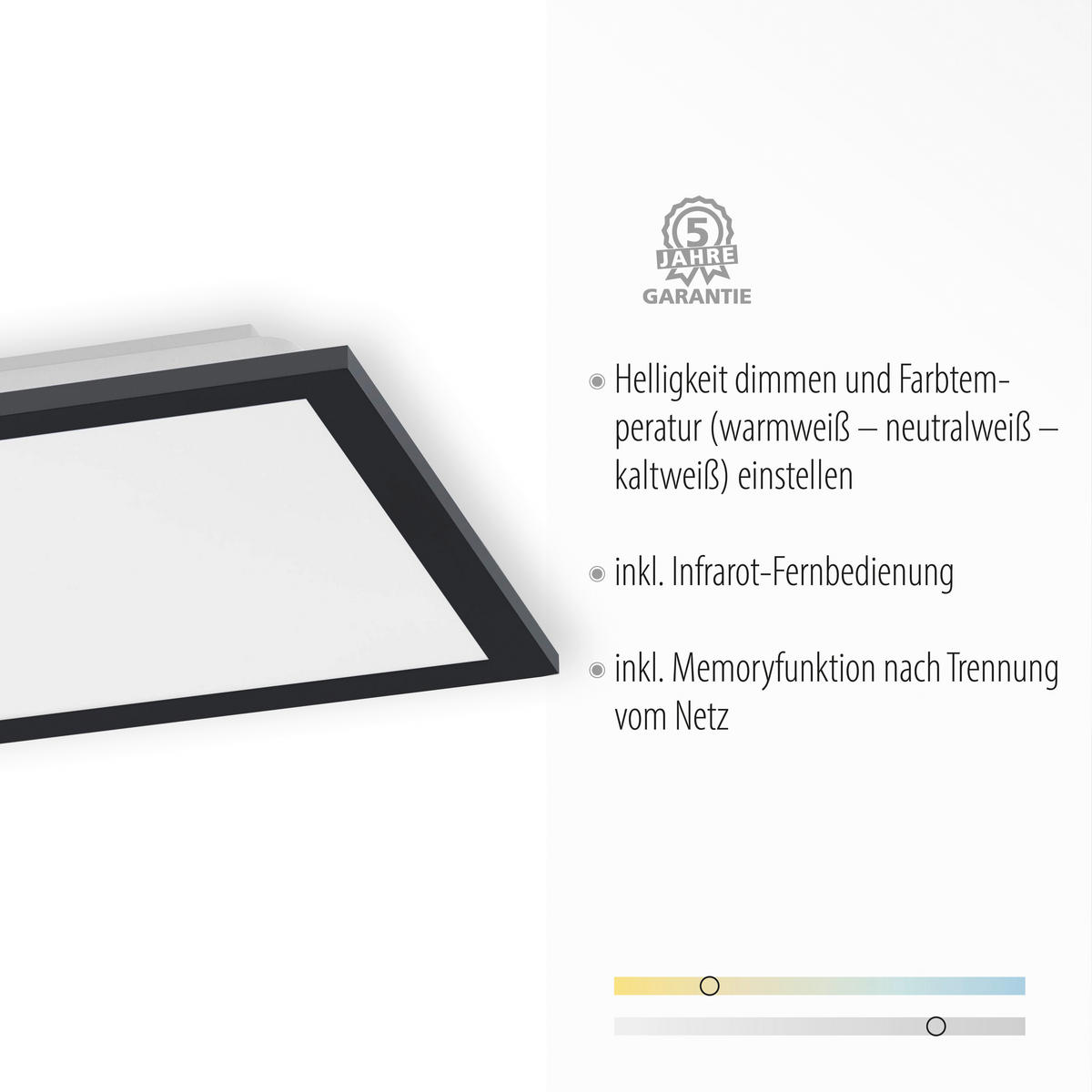 Just Light LED-Deckenpanel FLAT 14754-18 weiß schwarz Metall Kunststoff B/H/T: ca. 29,5x6,5x29,5 cm 1 Brennstellen FLAT - weiß/schwarz (29,50/6,50/29,50cm) - Just Light