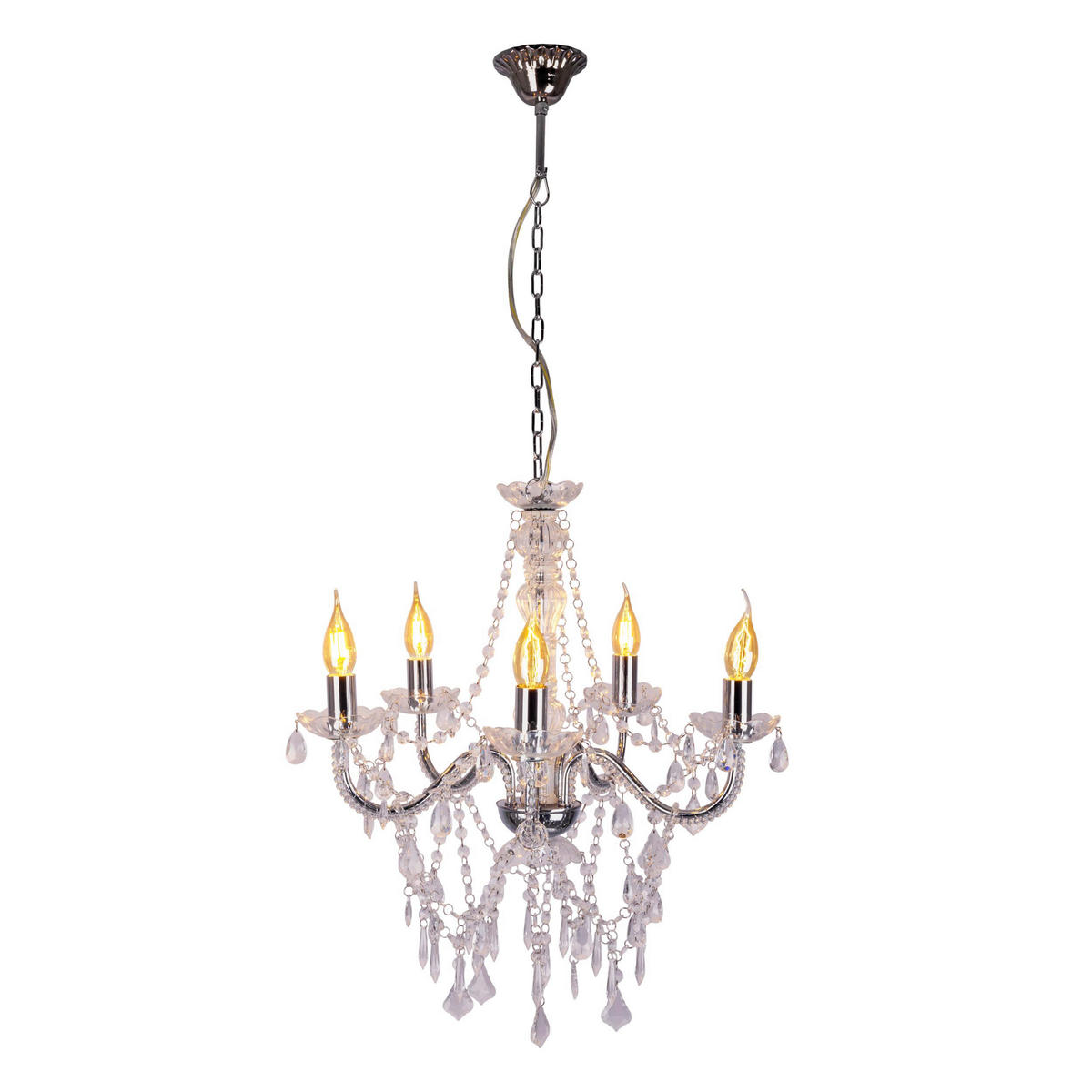 Näve Leuchten Pendelleuchte 8009342 Chrom Metall Kunststoff B/H/T: ca. 52x85x52 cm E14 5 Brennstellen Cecilia - Chrom (52,00/85,00/52,00cm) - Näve Leuchten