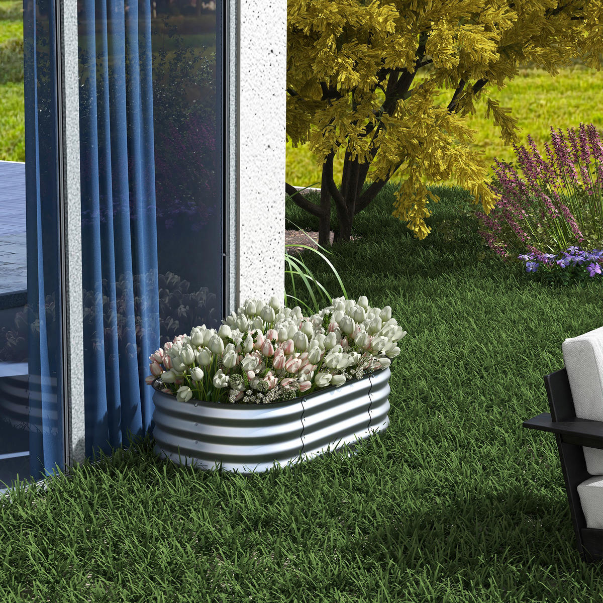 Outsunny Hochbeet silber Metall B/H/L: ca. 62x30x105 cm Hochbeet - silber (105,00/62,00/30,00cm) - Outsunny