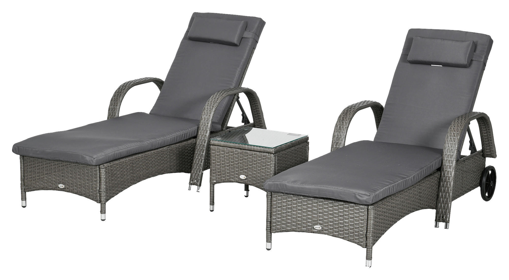 Outsunny Gartenliege 2er Set dunkelgrau Glas B/H/L: ca. 73x103x200 cm Gartenliege 2er Set - dunkelgrau/grau (200,00/73,00/103,00cm) - Outsunny