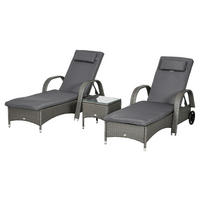 Outsunny Gartenliege 2er Set dunkelgrau Glas B/H/L: ca. 73x103x200 cm Gartenliege 2er Set - dunkelgrau/grau (200,00/73,00/103,00cm) - Outsunny