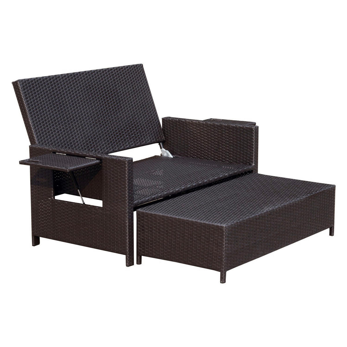 Outsunny Lounge-Sof dunkelbraun Polyrattan B/H/L: ca. 72x96x130 cm Lounge-Sofa - dunkelbraun/creme (130,00/72,00/96,00cm) - Outsunny