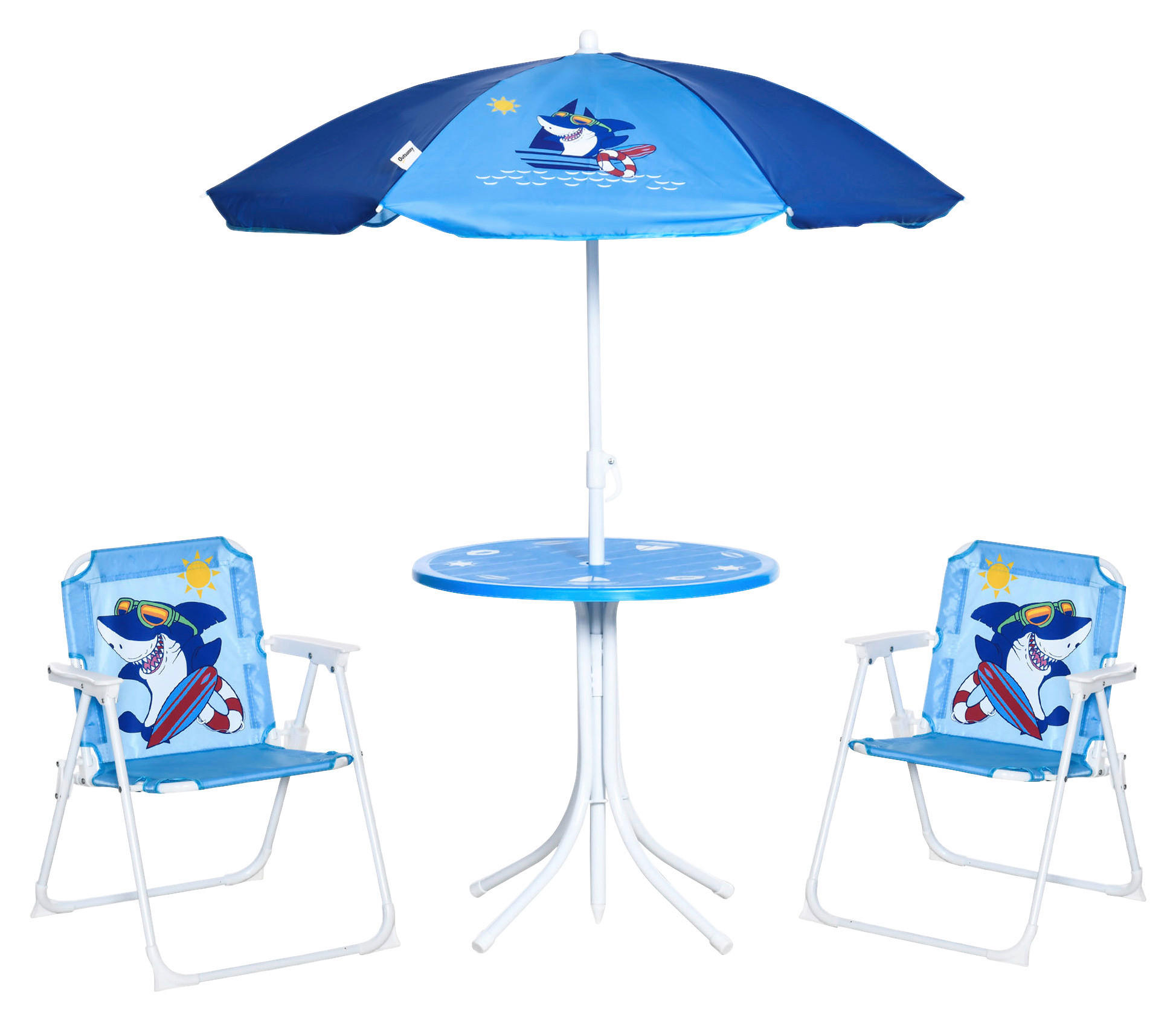 Outsunny Sitzgruppe blau Metall B/H/L: ca. 49,5x49,5x50 cm Kindersitzgruppe - blau (50,00/49,50/49,50cm) - Outsunny