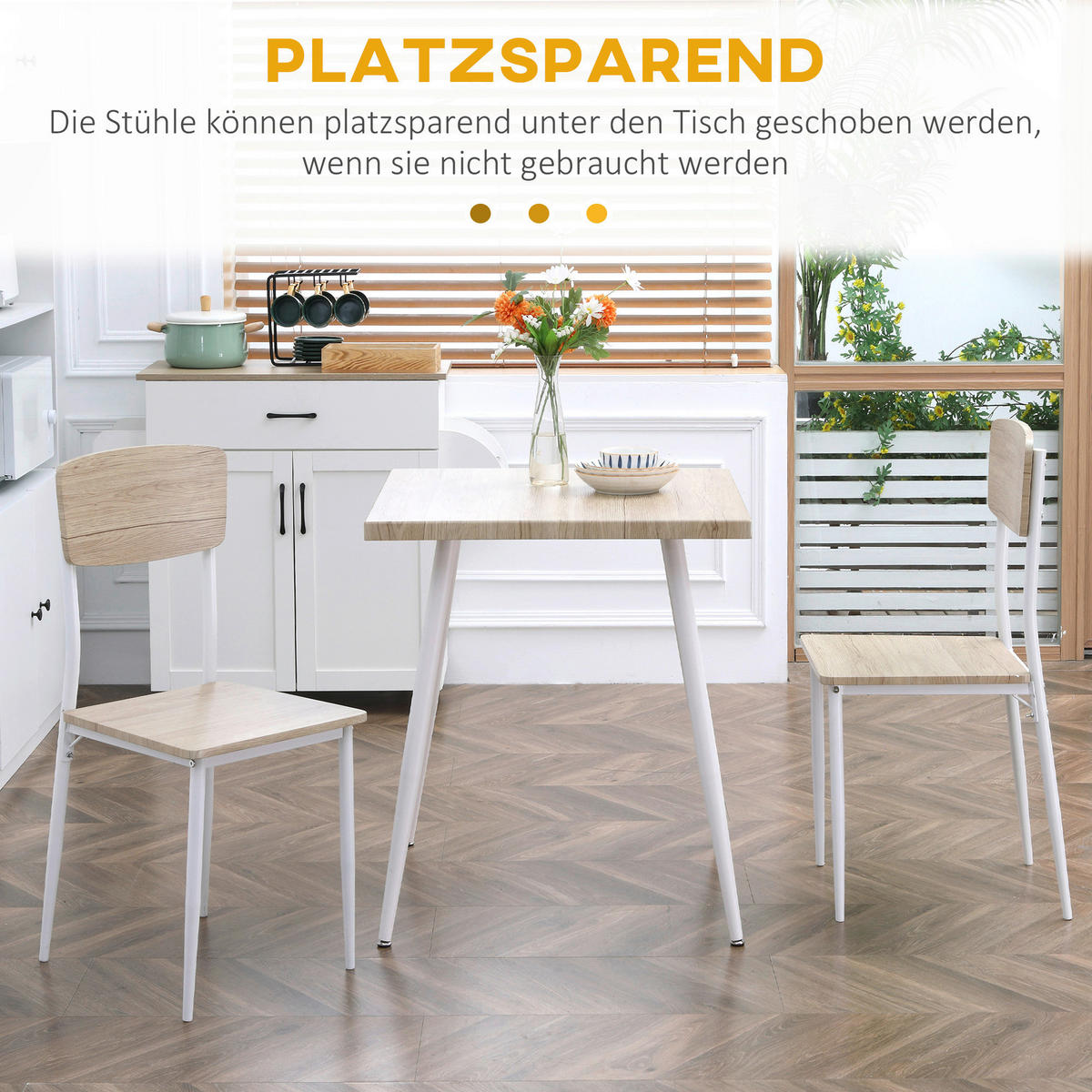 Essgruppe 835-086 natur B/H/T: ca. 70x76x70 cm 835-086 - natur (70,00/76,00/70,00cm) - HOMCOM