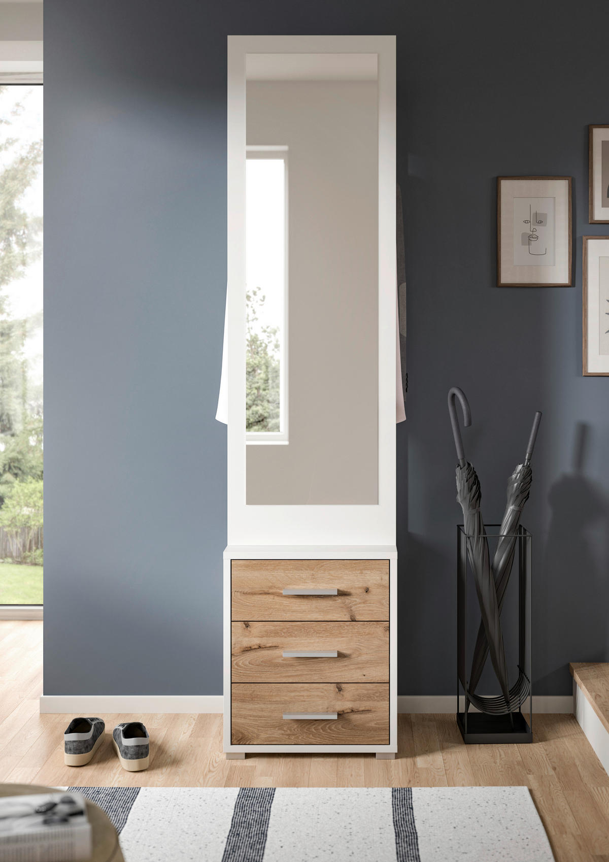Garderobe POLO weiß Nox Oak Nachbildung B/H/T: ca. 45x190x38 cm POLO - weiß (45,00/190,00/38,00cm) - xonox.home